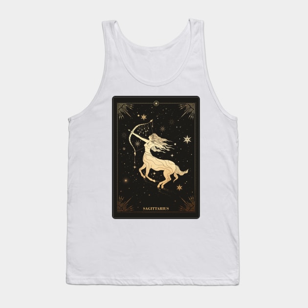 Sagittarius Zodiac Sign Metallic Tank Top by Noveltiko